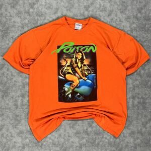 VTG 2002 Poison Hollyweird World Tour orange punk streetwear Y2K band tee mens L
